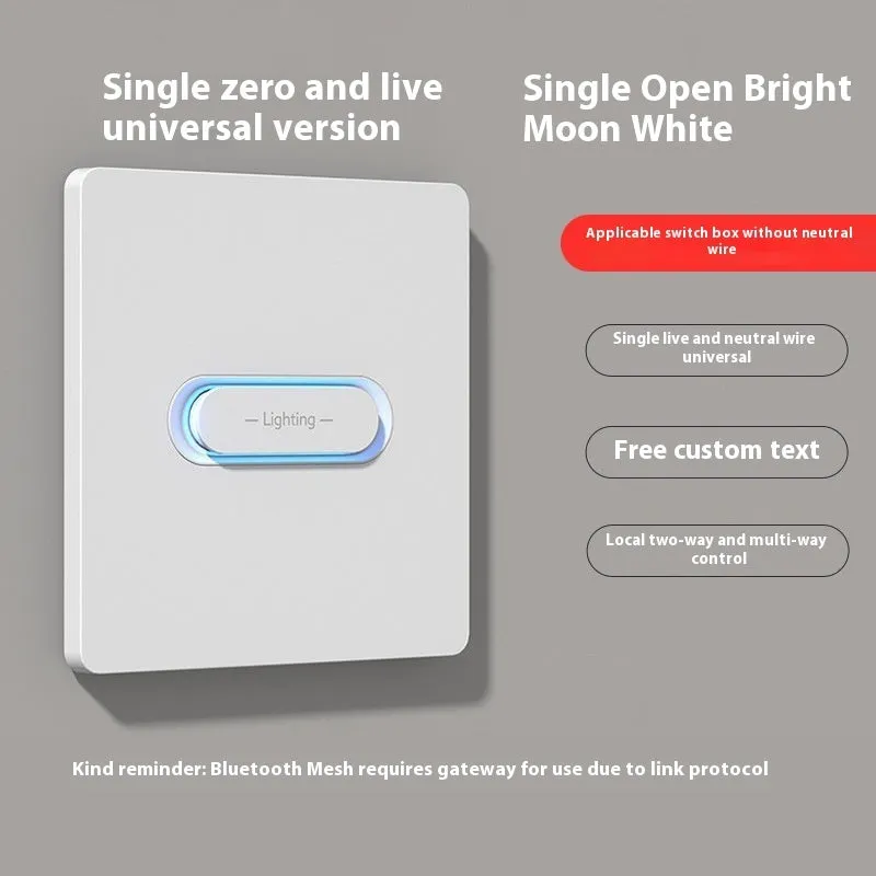 Smart switch with skin touch ambience light in Moon White finish Bluetooth Mesh dual multi-control