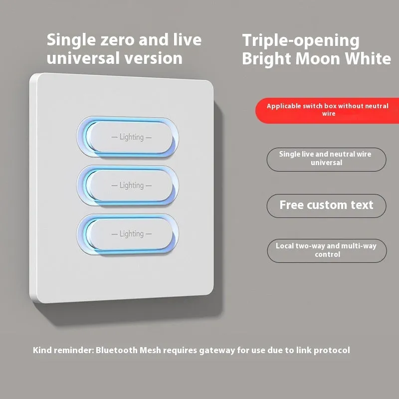 Smart switch with skin touch ambience light in Moon White finish Bluetooth Mesh dual multi-control