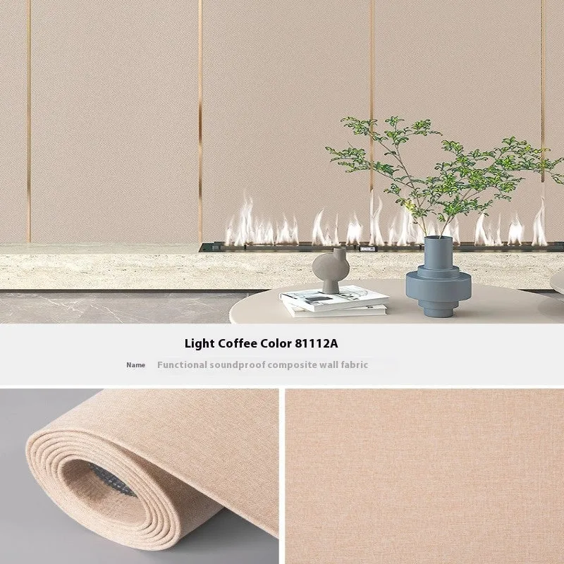 Linen self-adhesive waterproof seamless wall cloth in beige colour for whole house modern minimalist decoration