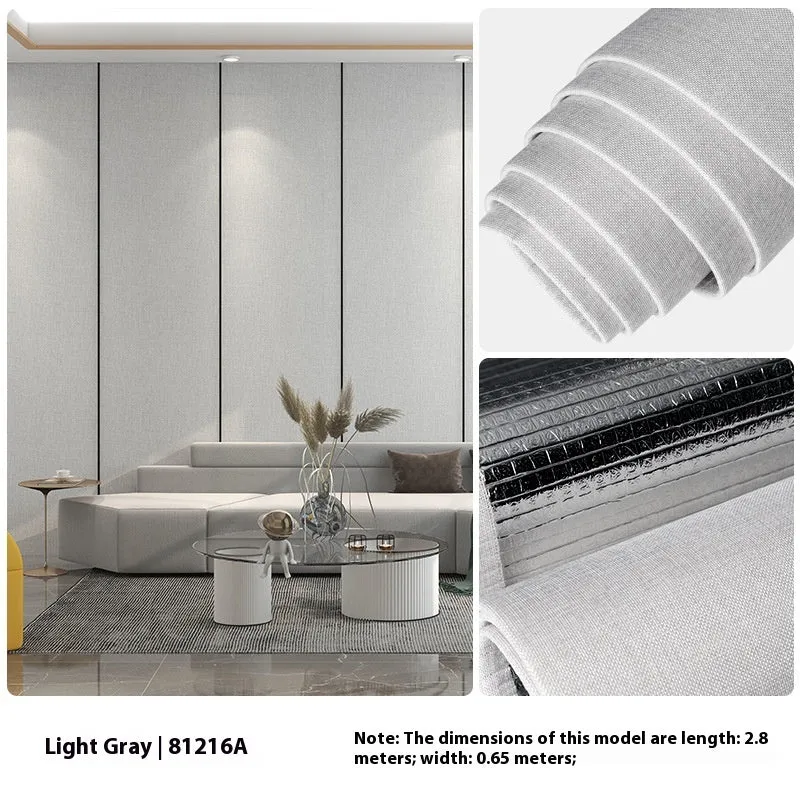 Linen self-adhesive waterproof seamless wall cloth in beige colour for whole house modern minimalist decoration