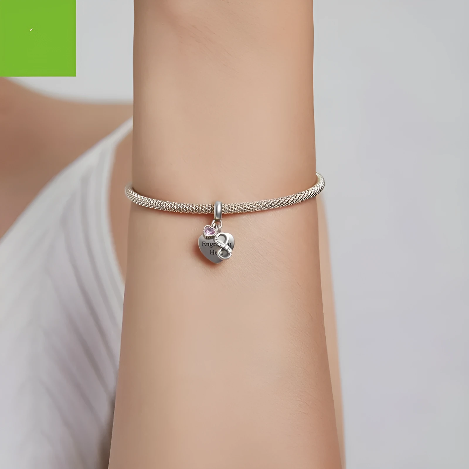 Engravable 925 silver Endless Love pendant loose bead for DIY bracelet in silver colour