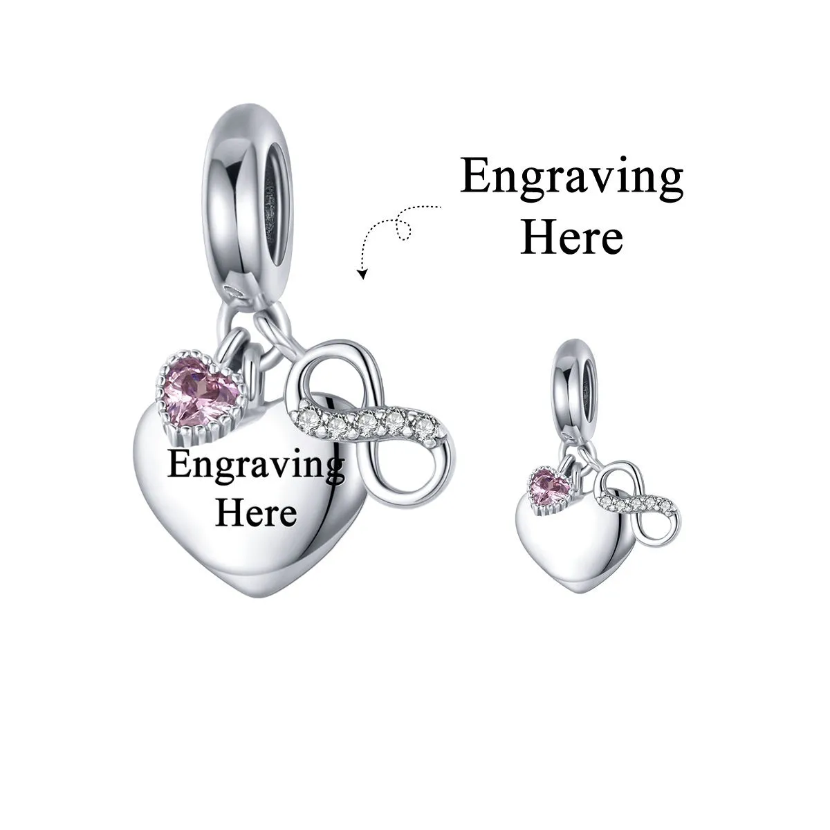 Engravable 925 silver Endless Love pendant loose bead for DIY bracelet in silver colour