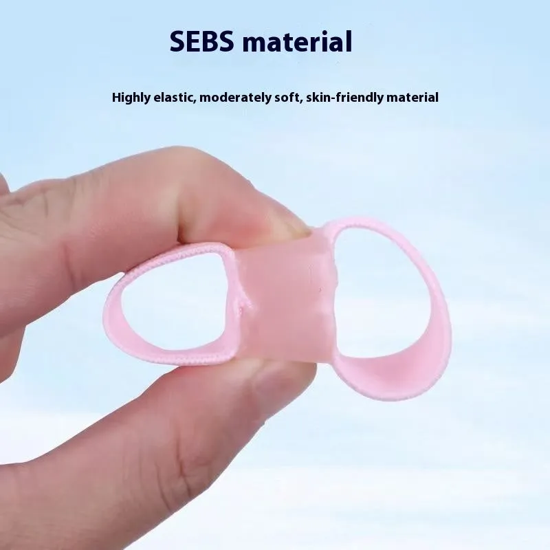 Double-hole toe orthosis in black, skin colour, pink, and light gray TPU for overlapping toe correction