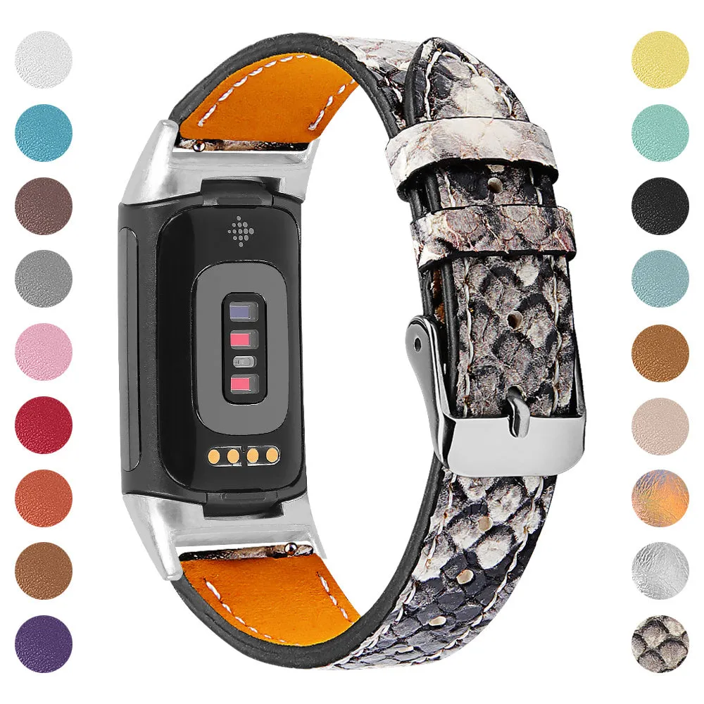 Genuine cowhide leather strap for Fitbit Charge 5 and Charge 6 in various colours