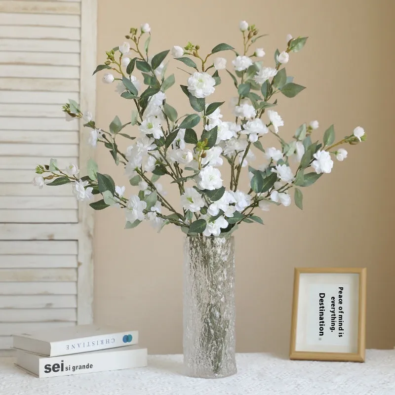 Single silk camellia artificial flower in Autumn White, Chinese retro home decoration for wedding and photography props