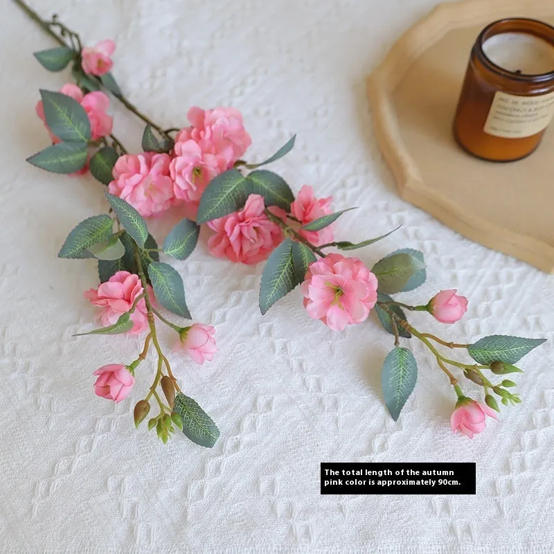 Single silk camellia artificial flower in Autumn White, Chinese retro home decoration for wedding and photography props