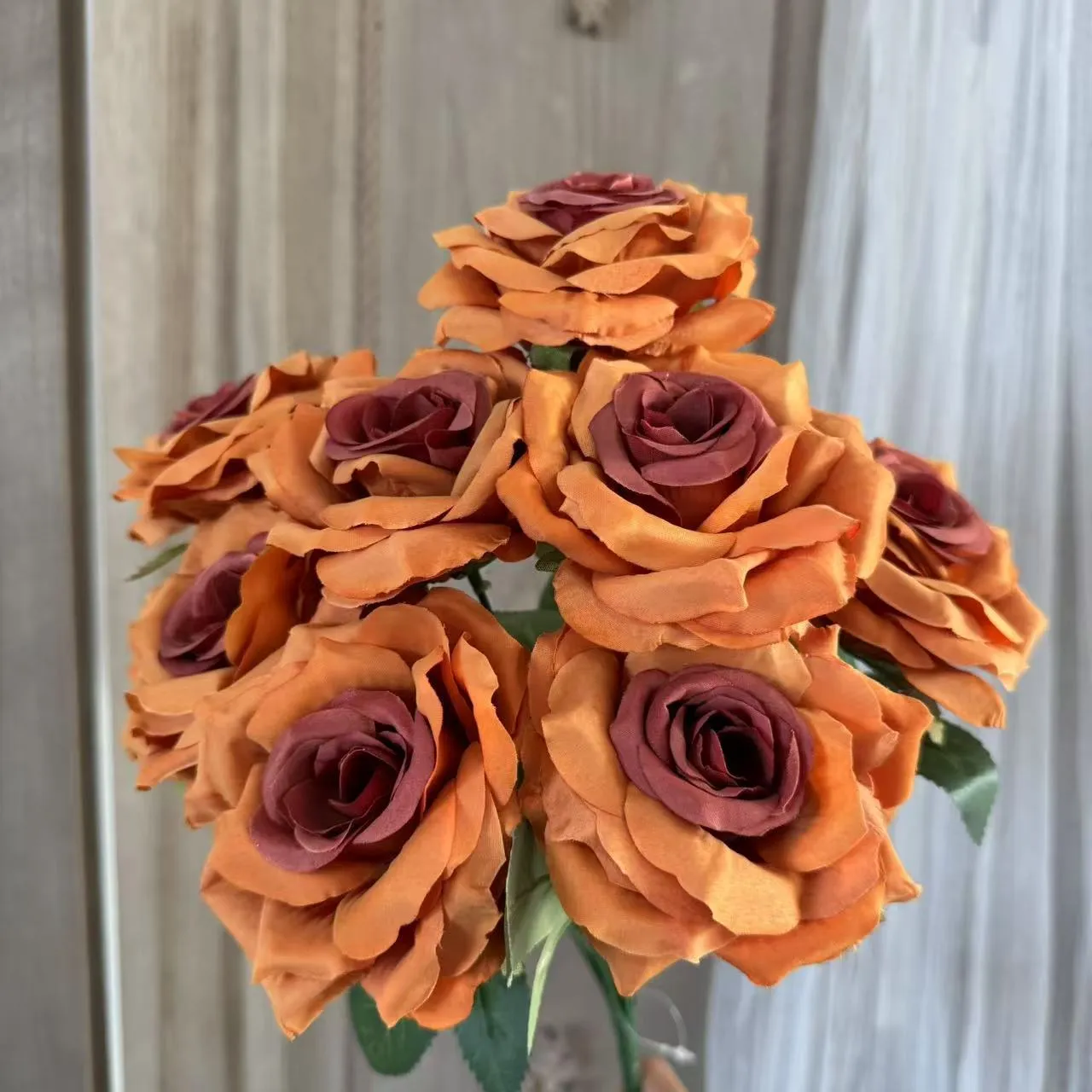 9-head artificial silk flower row in 14 colours for wedding decoration and photography props