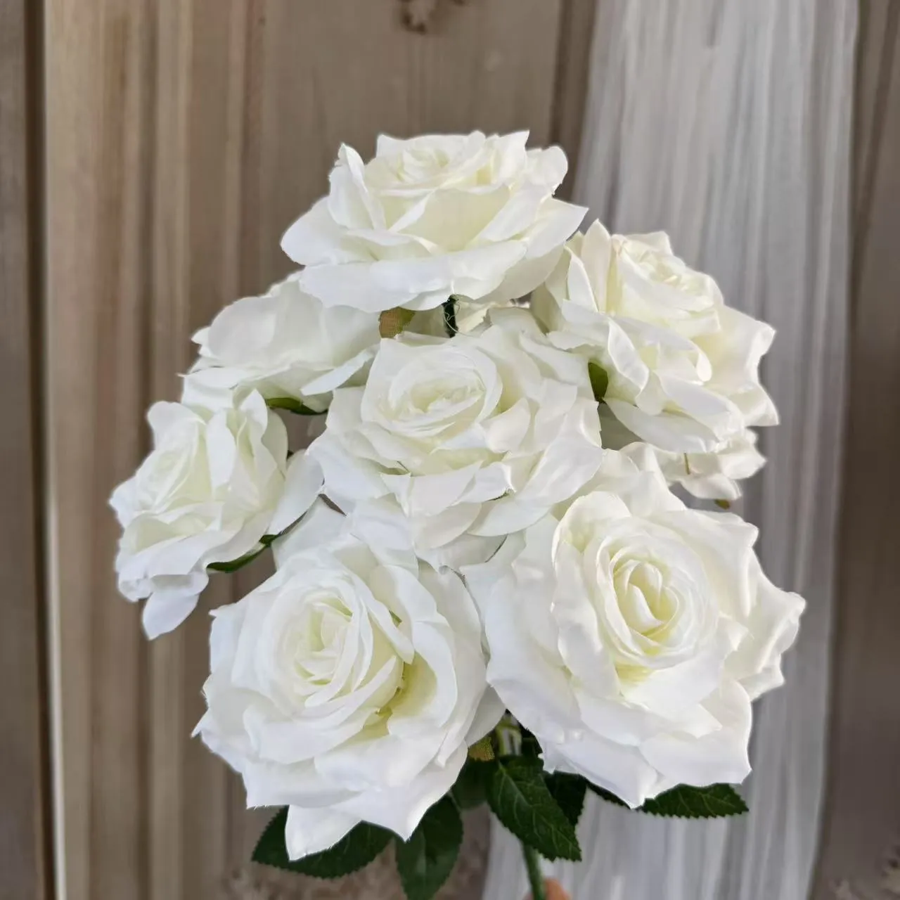 9-head artificial silk flower row in 14 colours for wedding decoration and photography props
