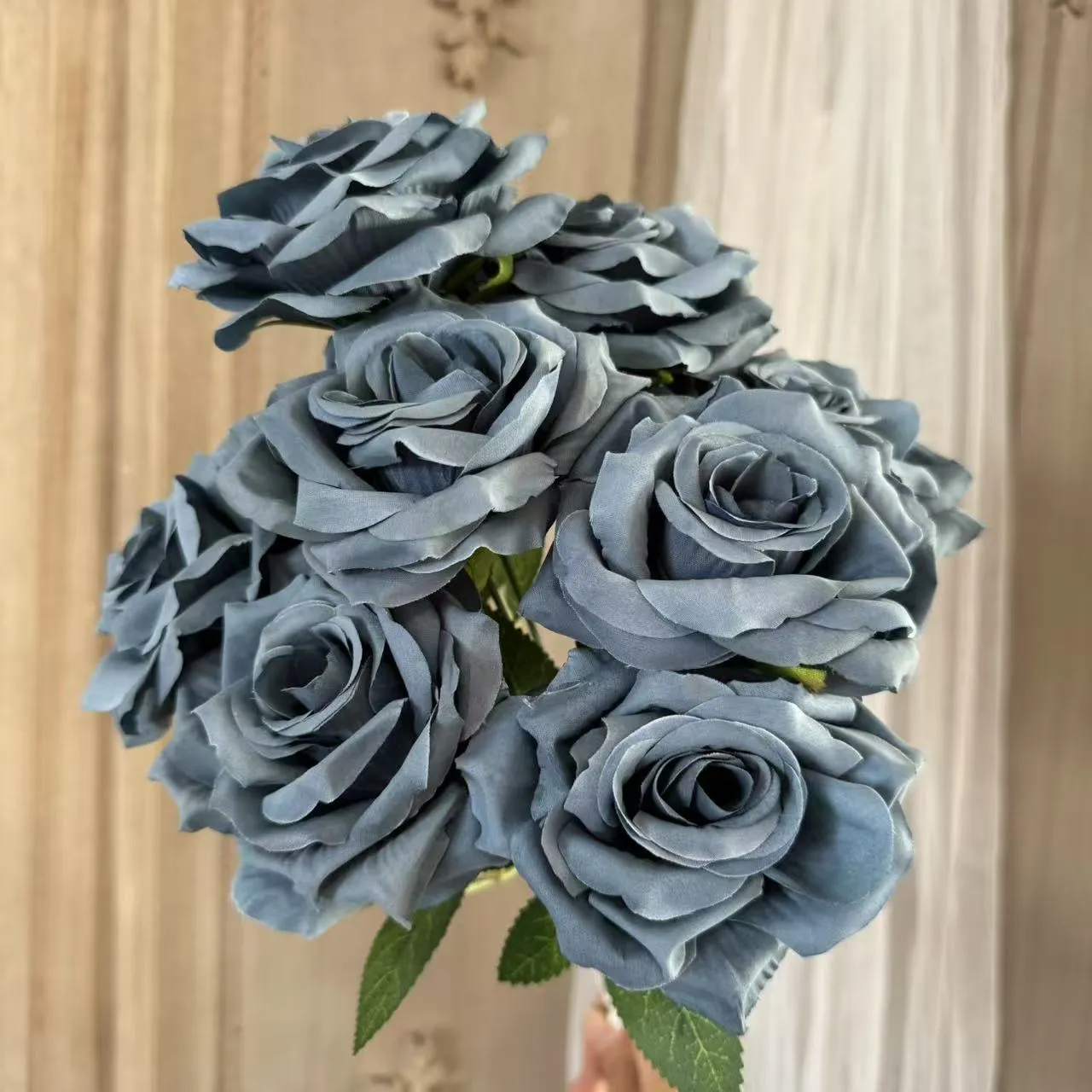 9-head artificial silk flower row in 14 colours for wedding decoration and photography props
