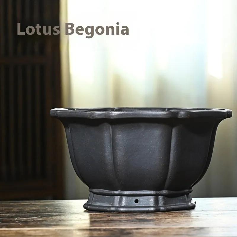 Handmade purple sand round flower pot simple elegant colour for indoor plants
