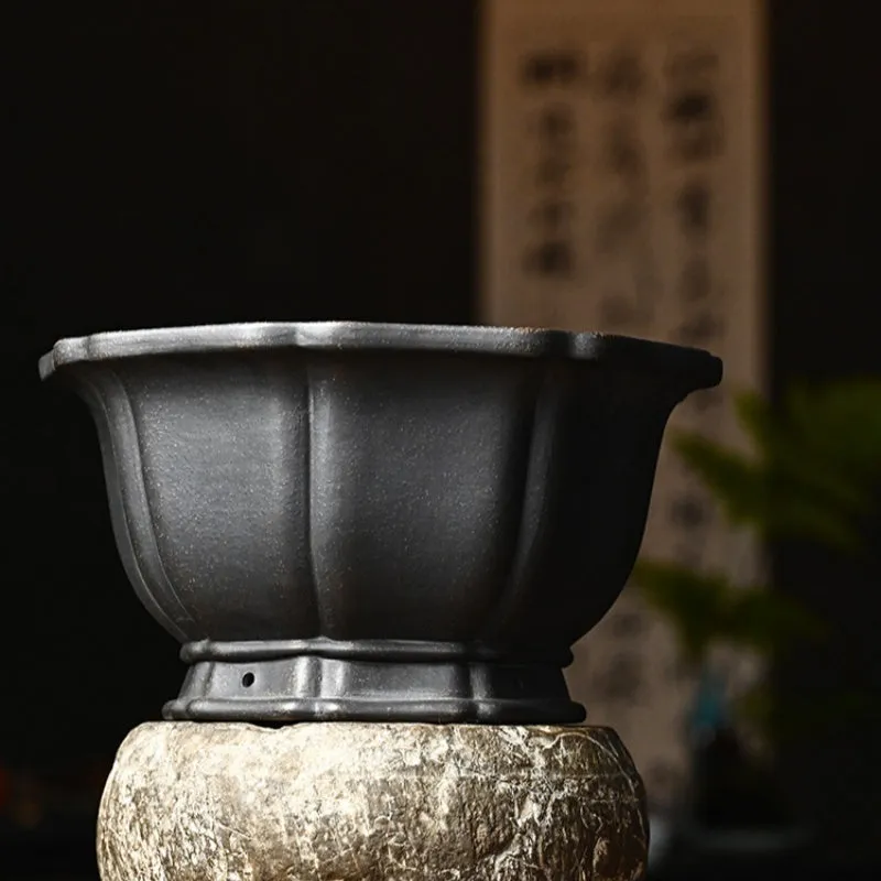 Handmade purple sand round flower pot simple elegant colour for indoor plants