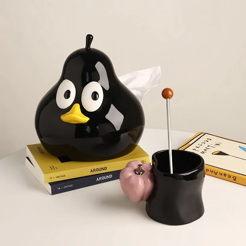 White porcelain ceramic tissue box with cute pear design in green colour option