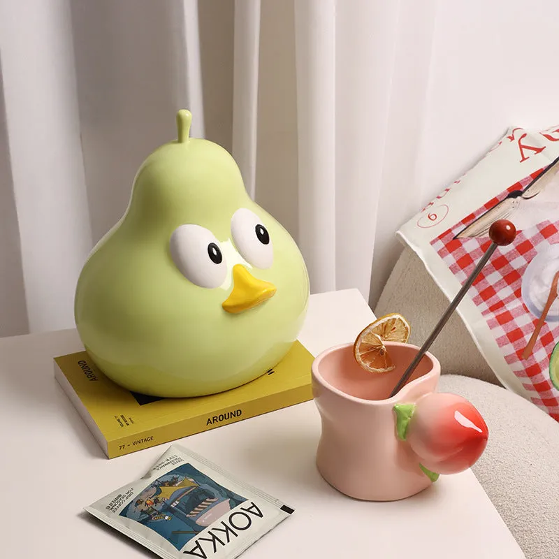 White porcelain ceramic tissue box with cute pear design in green colour option