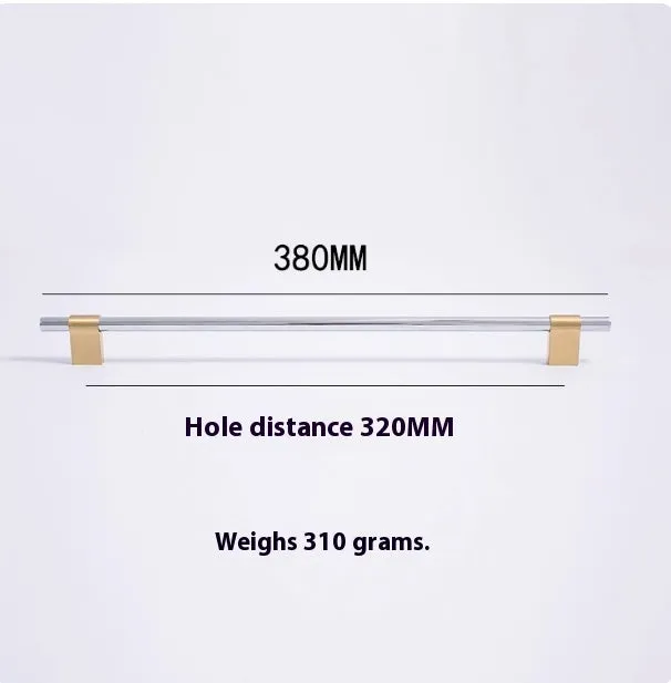 Minimalist brass drawer handle in silver finish with 128mm hole spacing for cabinet doors
