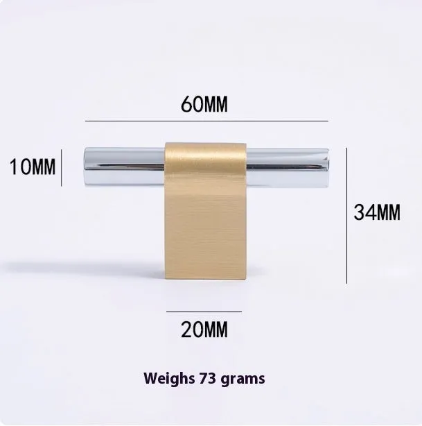 Minimalist brass drawer handle in silver finish with 128mm hole spacing for cabinet doors