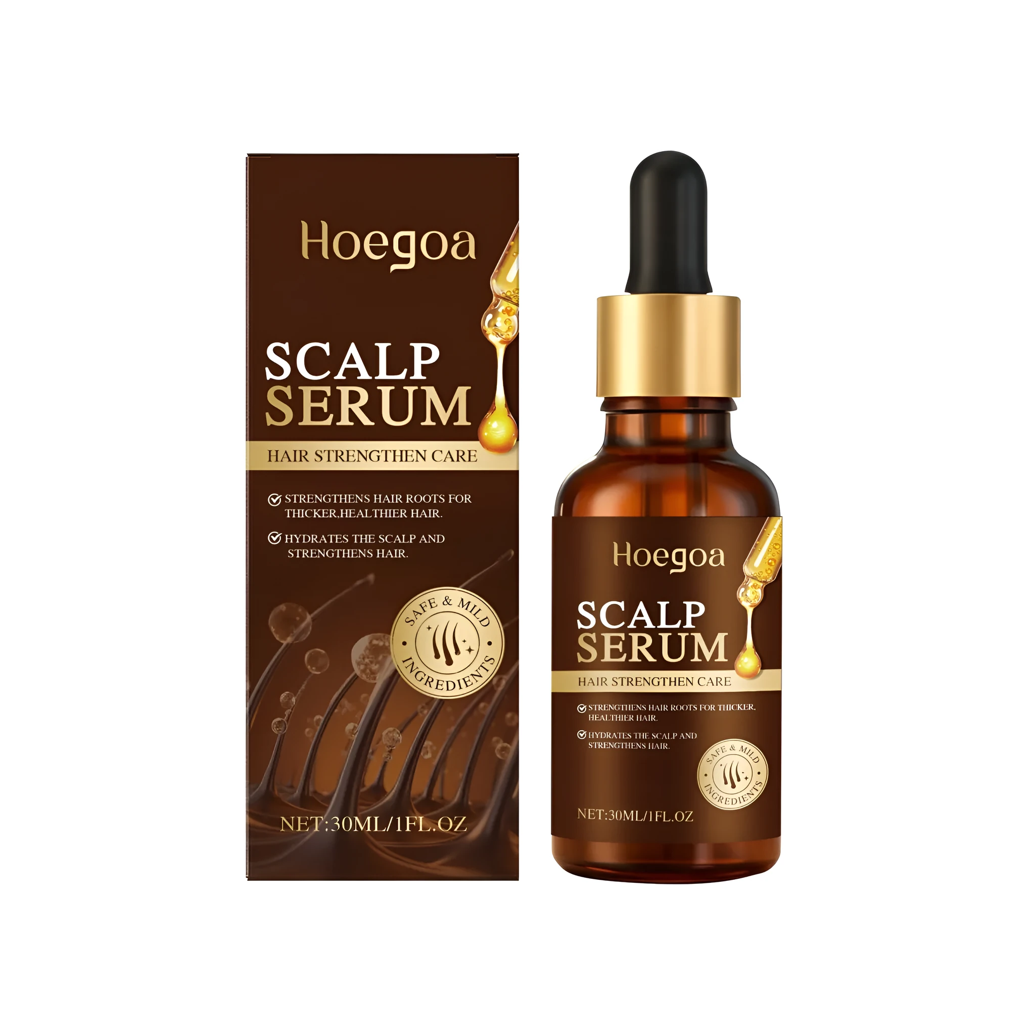 30ml bottle of scalp care solution with ginger root oil, rosemary oil, and castor oil
