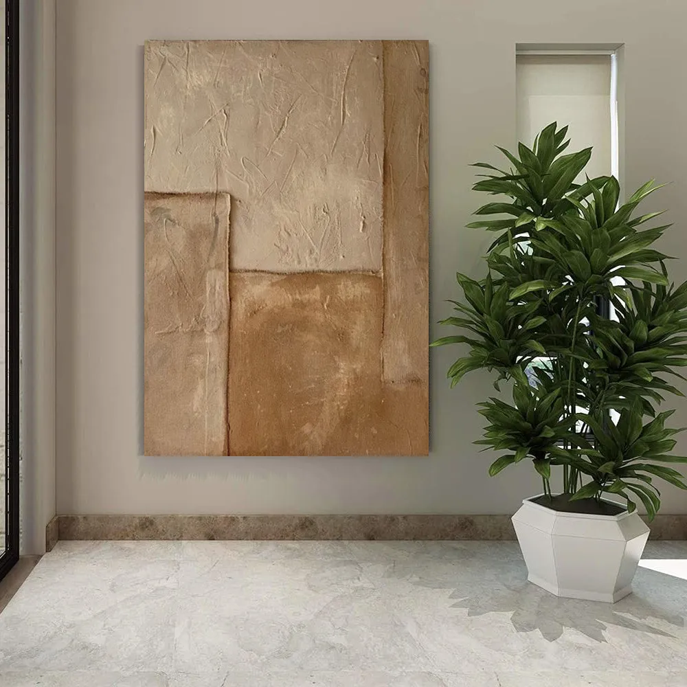 Large abstract hand-painted oil painting brown texture medieval style canvas wall art for living room