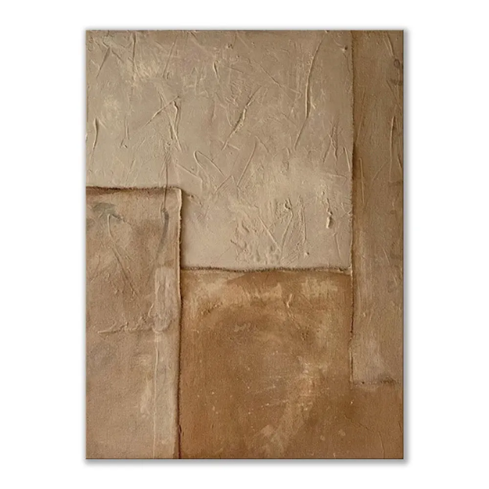 Large abstract hand-painted oil painting brown texture medieval style canvas wall art for living room