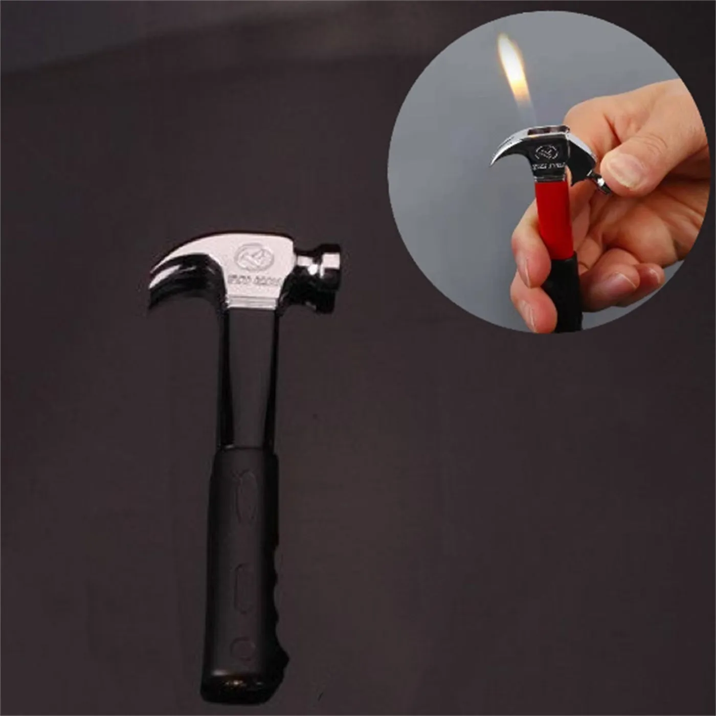 Creative novelty lighter set made of aluminium alloy with vice hammer and fire extinguisher designs for boyfriend gift