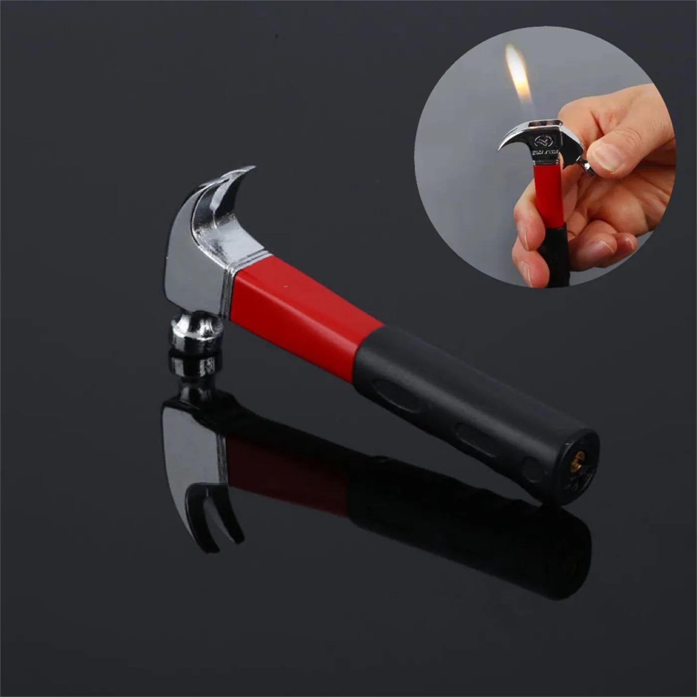 Creative novelty lighter set made of aluminium alloy with vice hammer and fire extinguisher designs for boyfriend gift