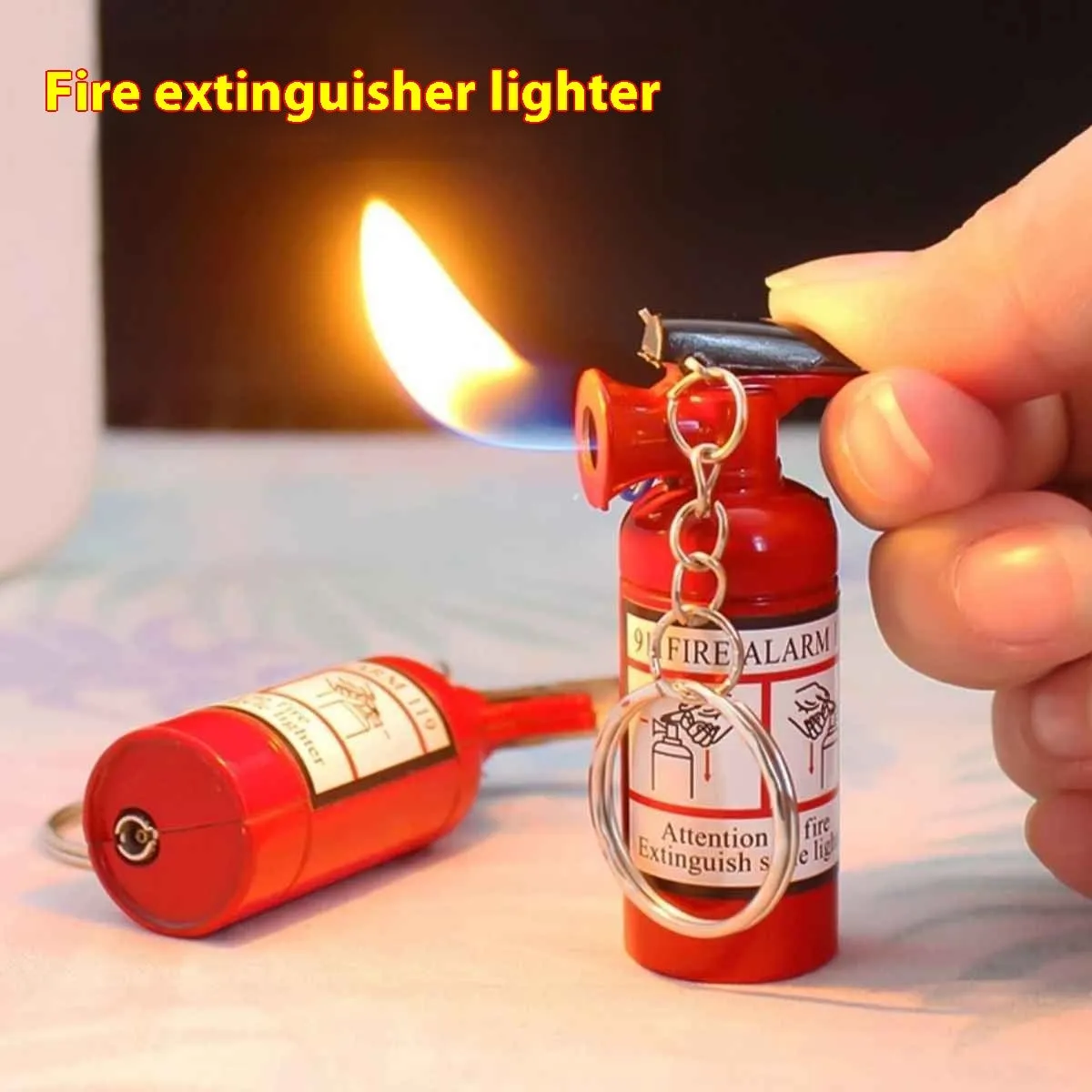 Creative novelty lighter set made of aluminium alloy with vice hammer and fire extinguisher designs for boyfriend gift