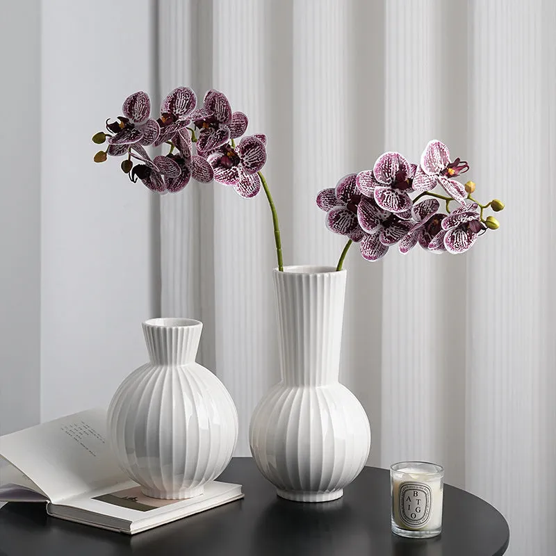 White ceramic striped ball vase American country style living room table decoration