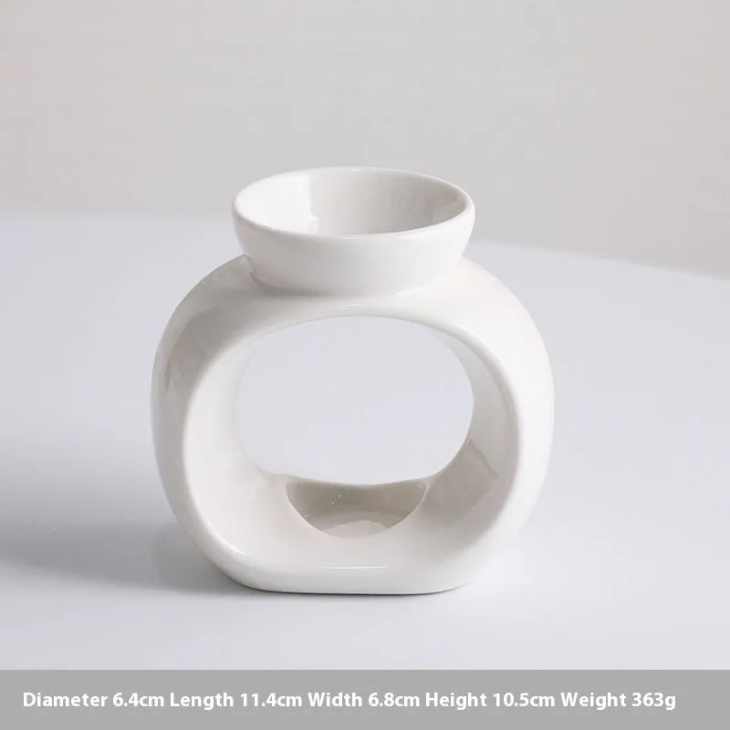 White ceramic Nordic style aromatherapy stove ornament with single colour glaze porcelain