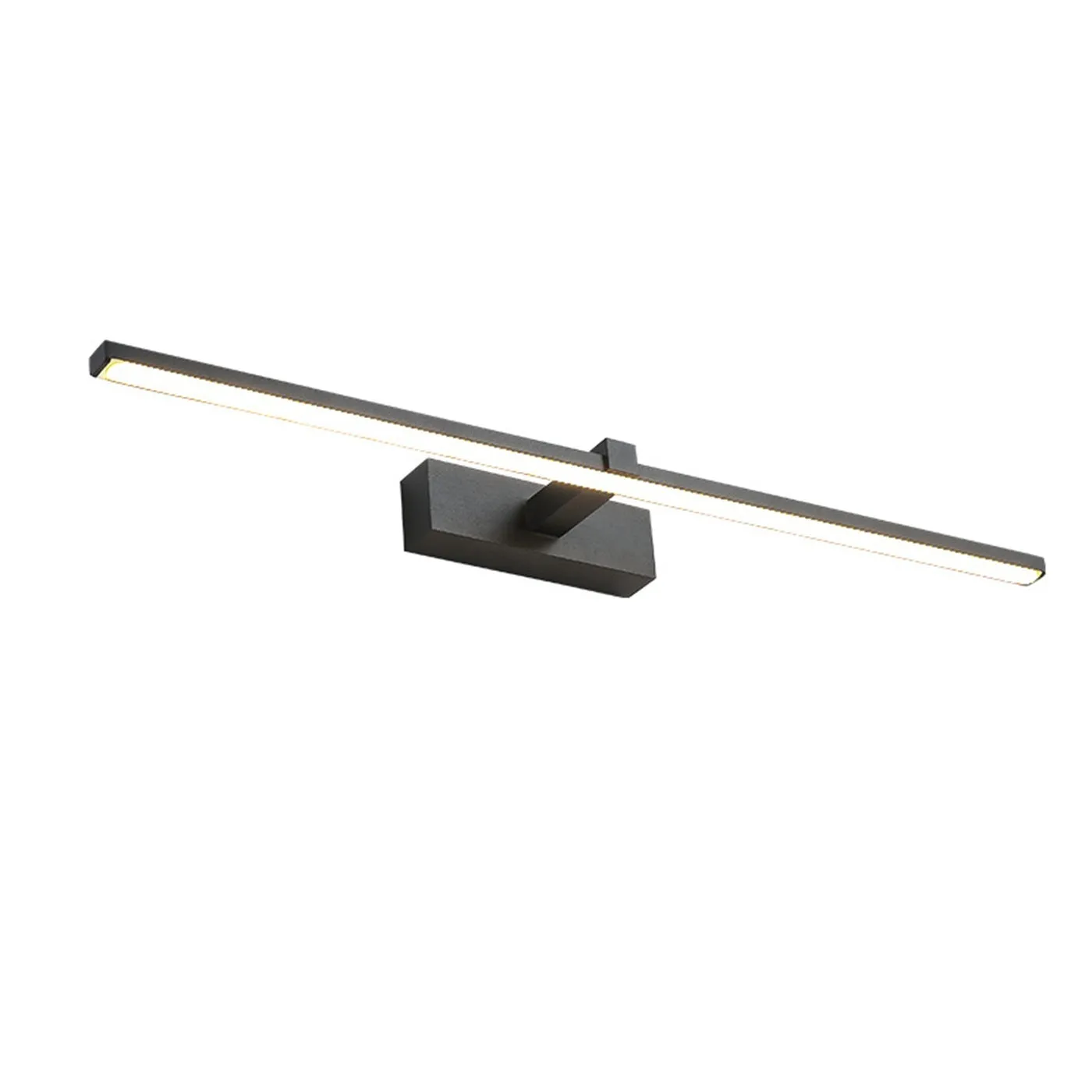 Black 40x8cm LED bathroom wall makeup lamp with warm light above a mirror
