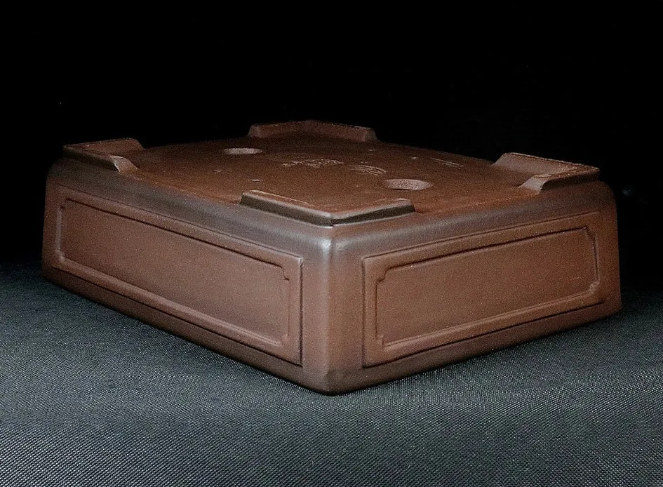 Handmade Yixing purple clay bonsai flowerpot 30cm with purple sand finish on white background