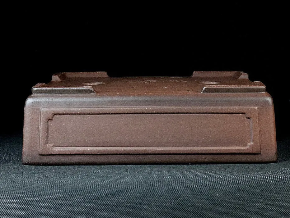 Handmade Yixing purple clay bonsai flowerpot 30cm with purple sand finish on white background