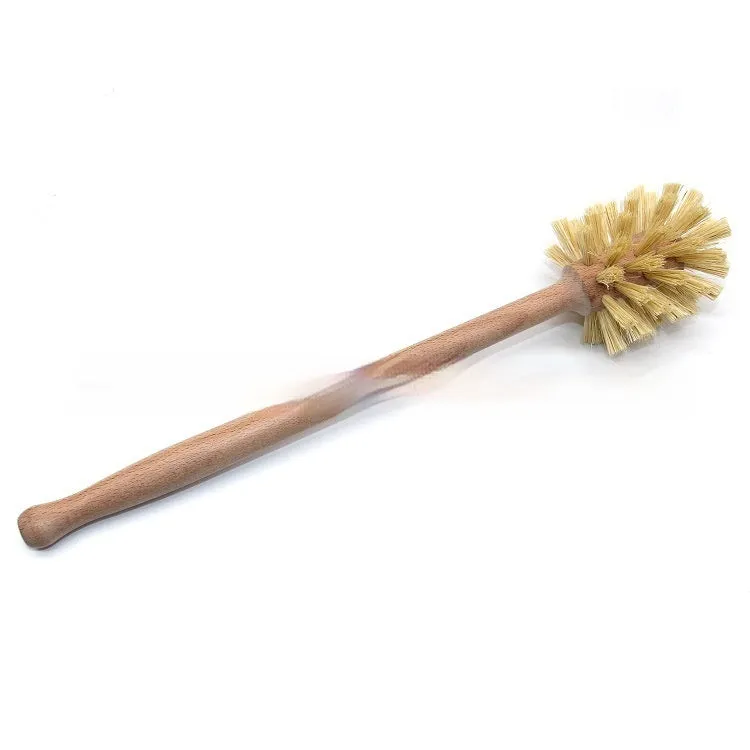 Large long-handled cleaning brush with beech wood handle and natural sisal bristles on a white background