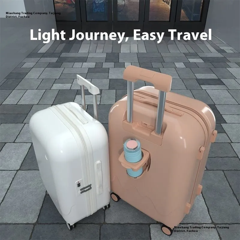 Ice cream pattern lightweight suitcase in lemon yellow with universal wheels and charging interface