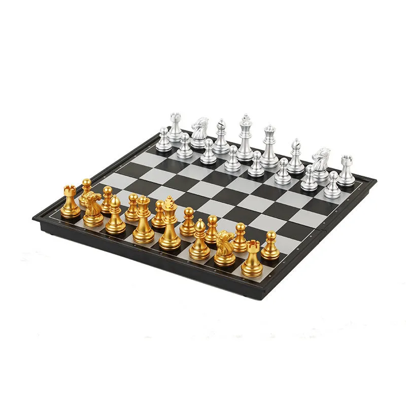 Portable folding ABS chessboard 32cm for students and children, open on a flat surface