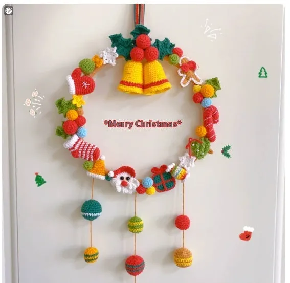Wool hook knitted Christmas garland DIY material package with yarn and tools