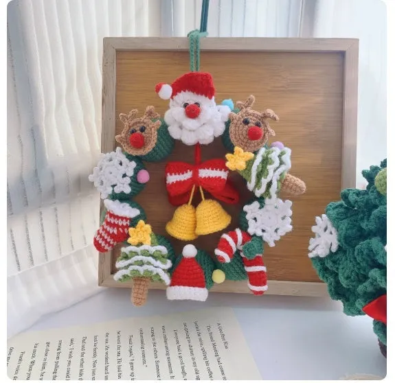 Wool hook knitted Christmas garland DIY material package with yarn and tools