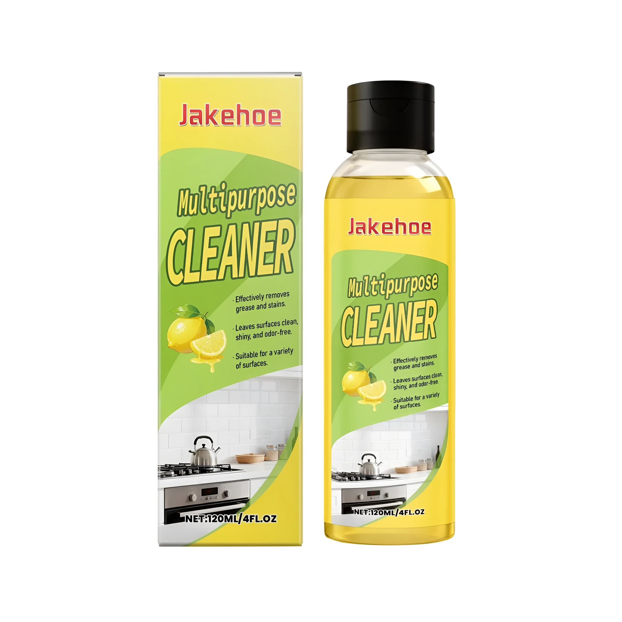 120ml bottle of multifunctional cleaner with blue formula against a white background.