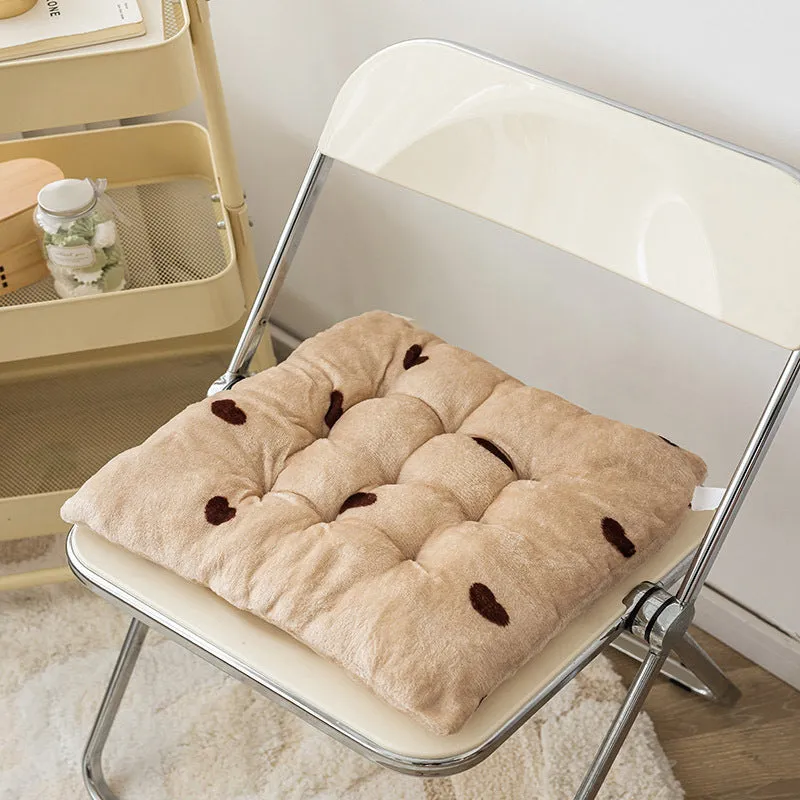 Thick plush seat cushion with cute bear head design, PP cotton filler, 40x40cm size