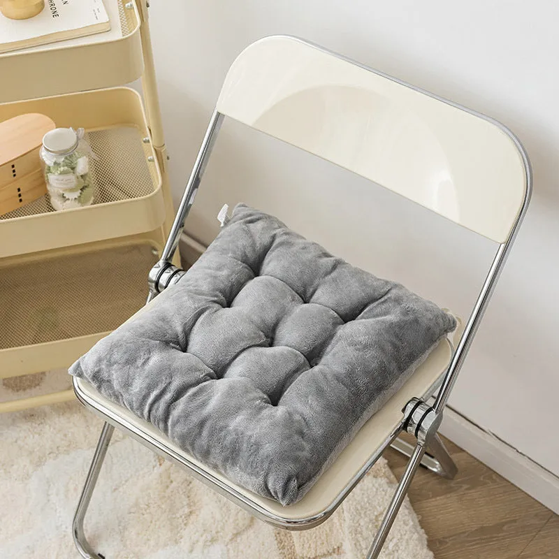 Thick plush seat cushion with cute bear head design, PP cotton filler, 40x40cm size