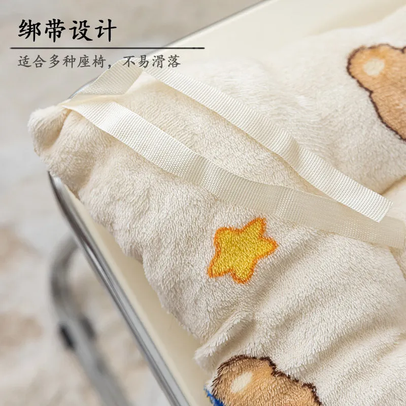 Thick plush seat cushion with cute bear head design, PP cotton filler, 40x40cm size
