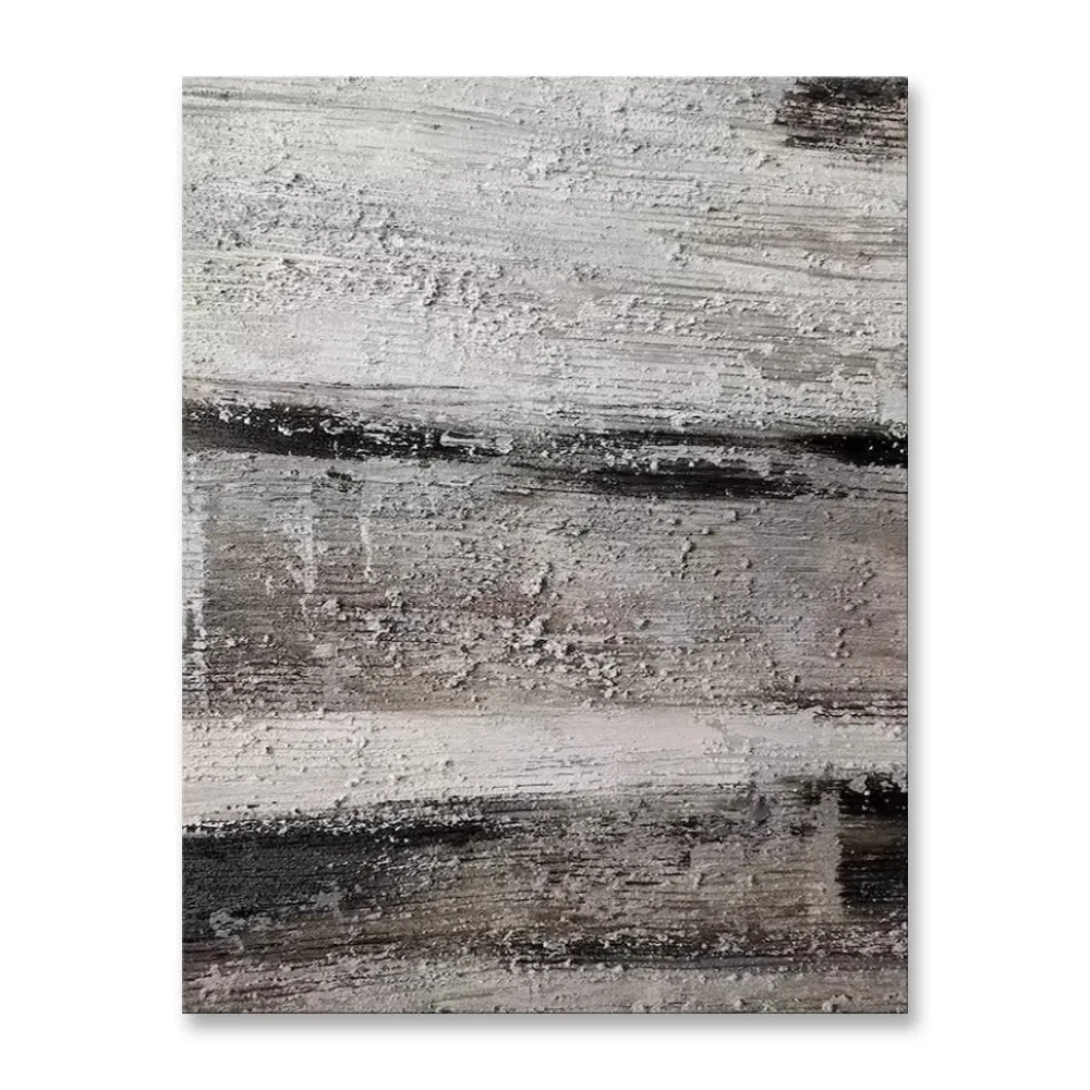 Handmade grey abstract textured oil painting on canvas unframed for wall decor