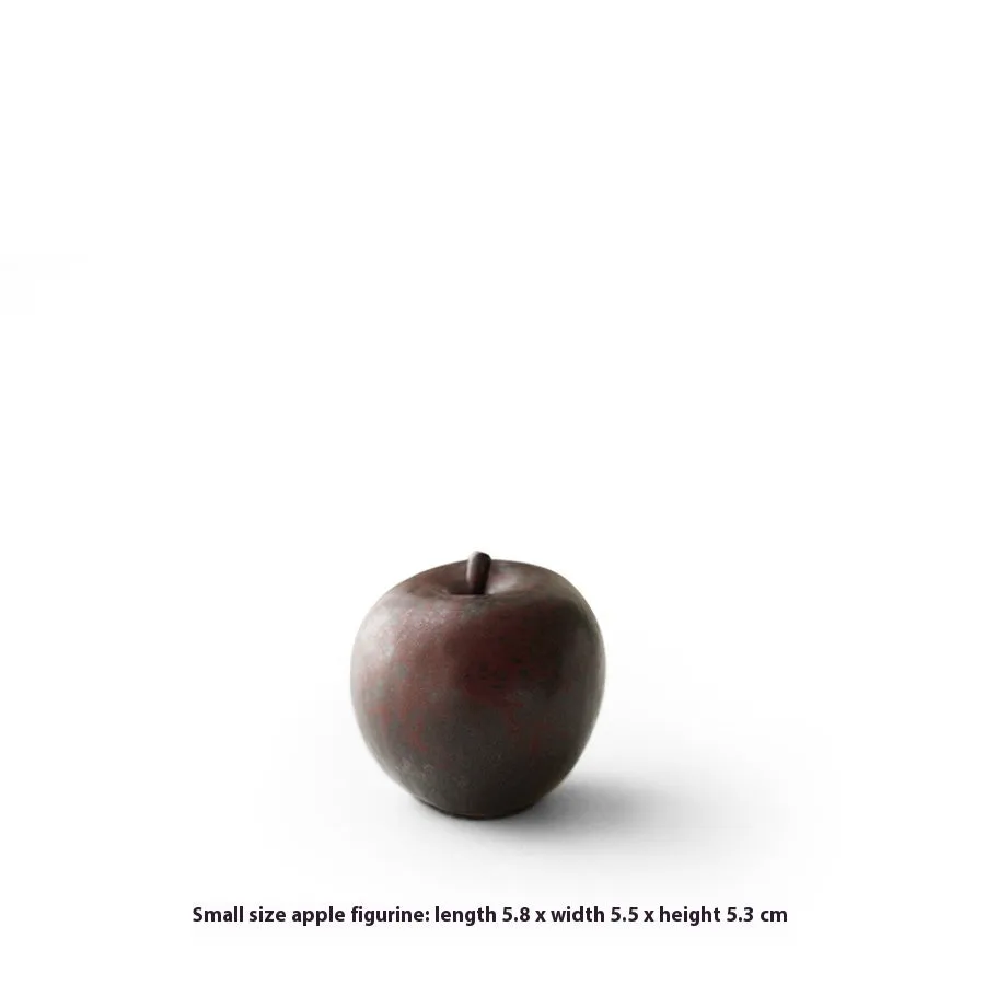 Retro Chinese style ceramic apple ornament for desktop decoration in large and small sizes.