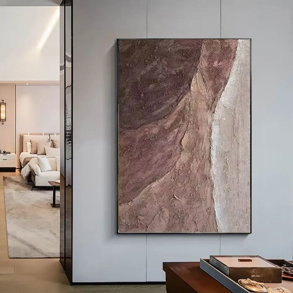 Handmade oil painting on canvas abstract brown texture wall art frameless rolled home decor
