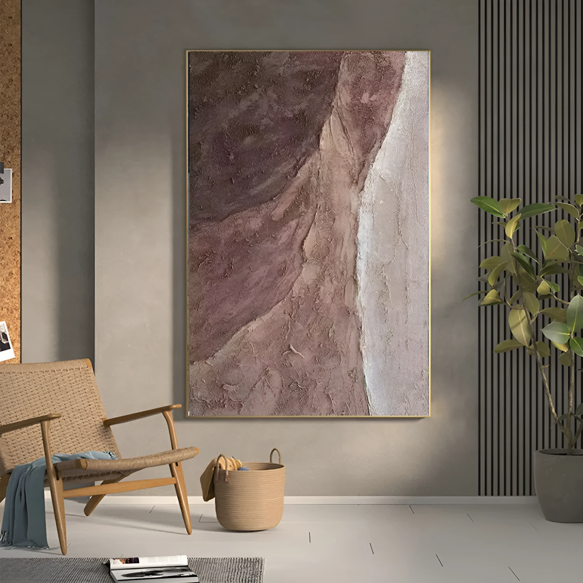 Handmade oil painting on canvas abstract brown texture wall art frameless rolled home decor