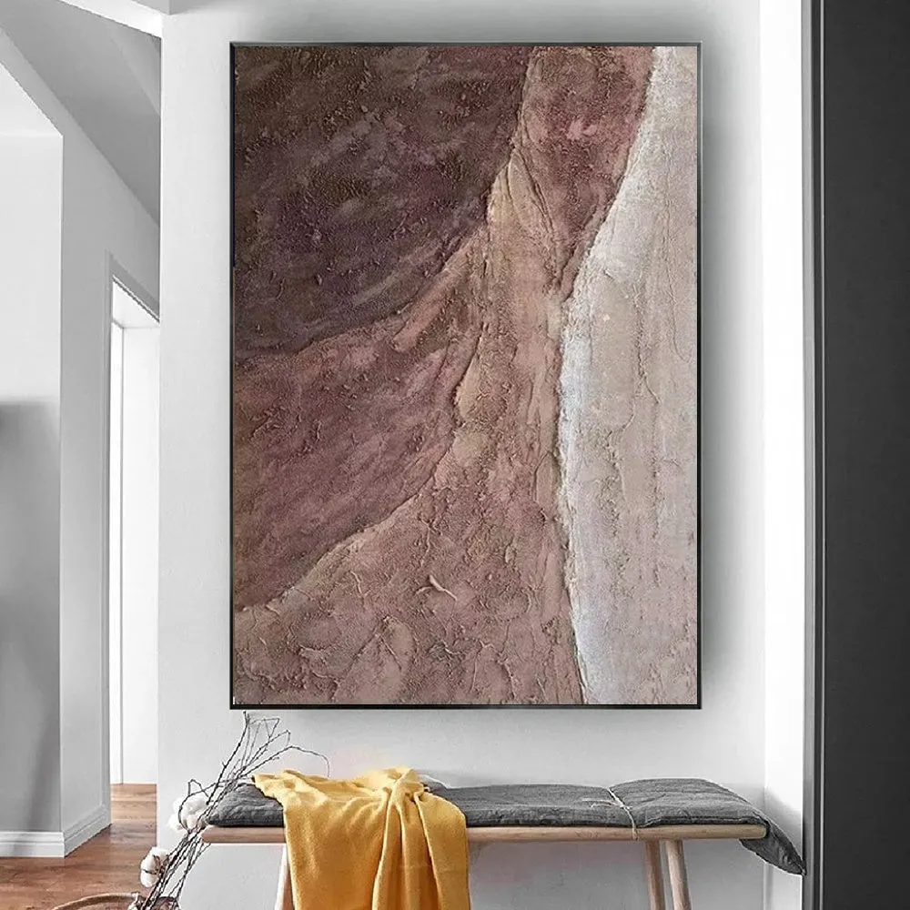Handmade oil painting on canvas abstract brown texture wall art frameless rolled home decor