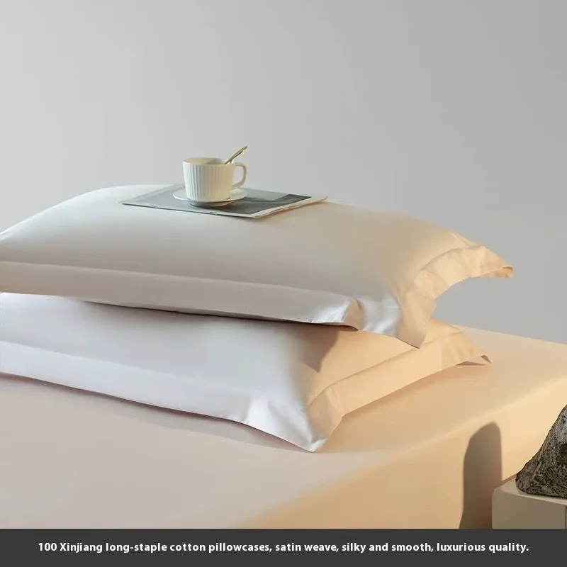 Solid colour long-staple cotton pillowcase pair 48x74cm in bamboo green with twill weave