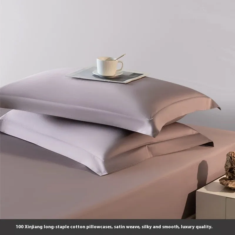 Solid colour long-staple cotton pillowcase pair 48x74cm in bamboo green with twill weave