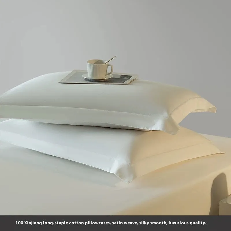Solid colour long-staple cotton pillowcase pair 48x74cm in bamboo green with twill weave