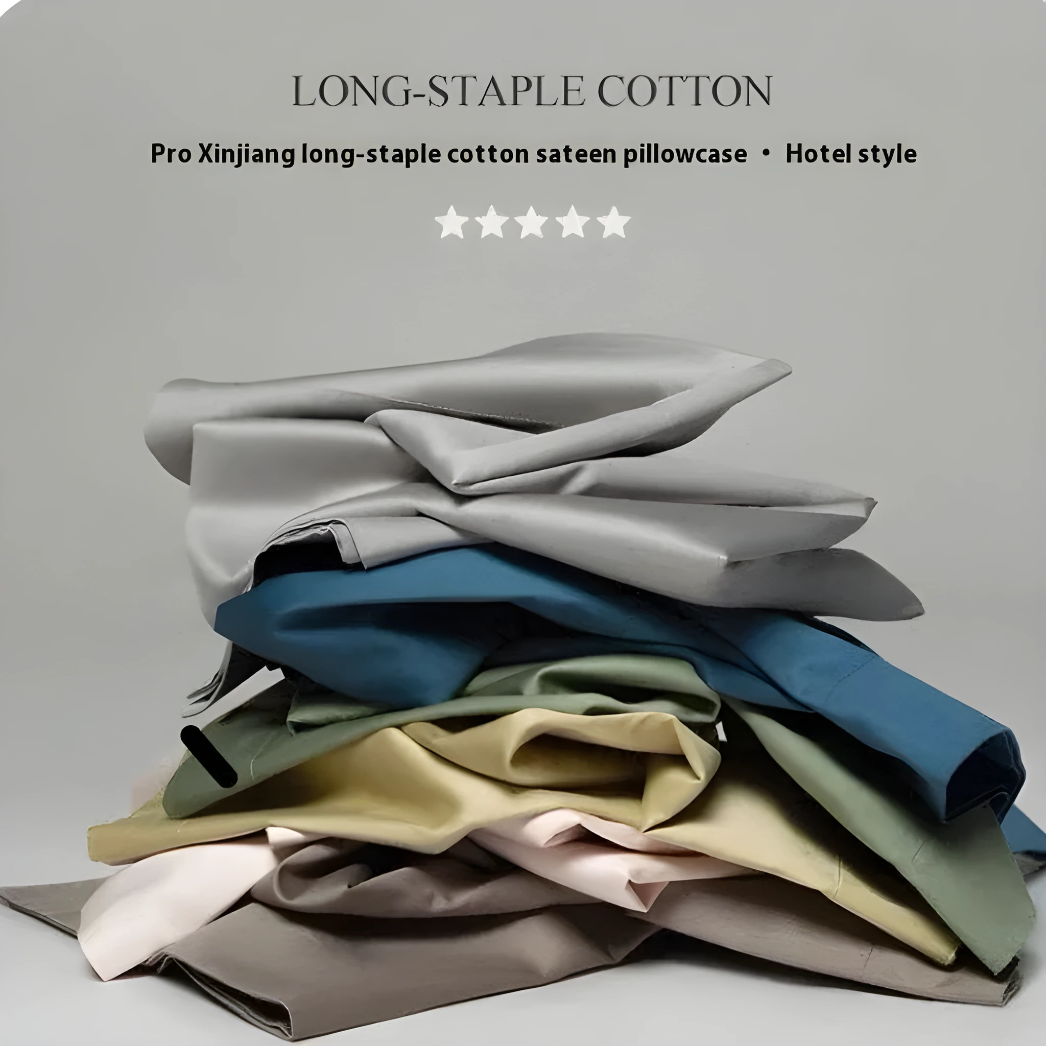 Solid colour long-staple cotton pillowcase pair 48x74cm in bamboo green with twill weave