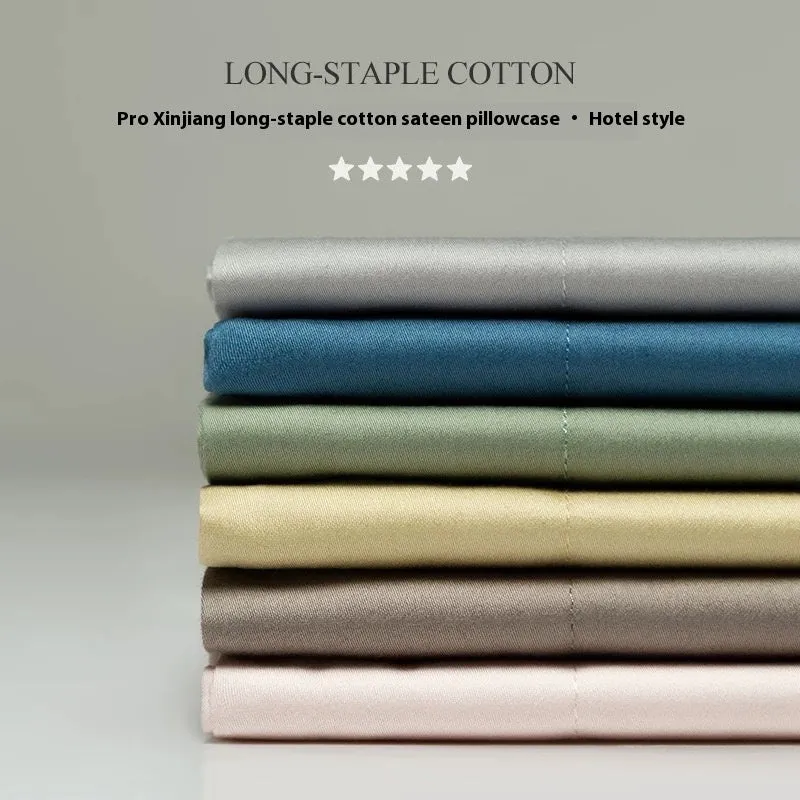 Solid colour long-staple cotton pillowcase pair 48x74cm in bamboo green with twill weave