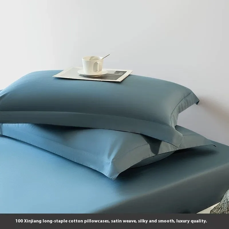 Solid colour long-staple cotton pillowcase pair 48x74cm in bamboo green with twill weave
